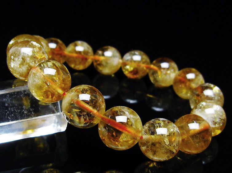 虹入り シトリン ブレスレット 13mm [t366-13572] 1枚目