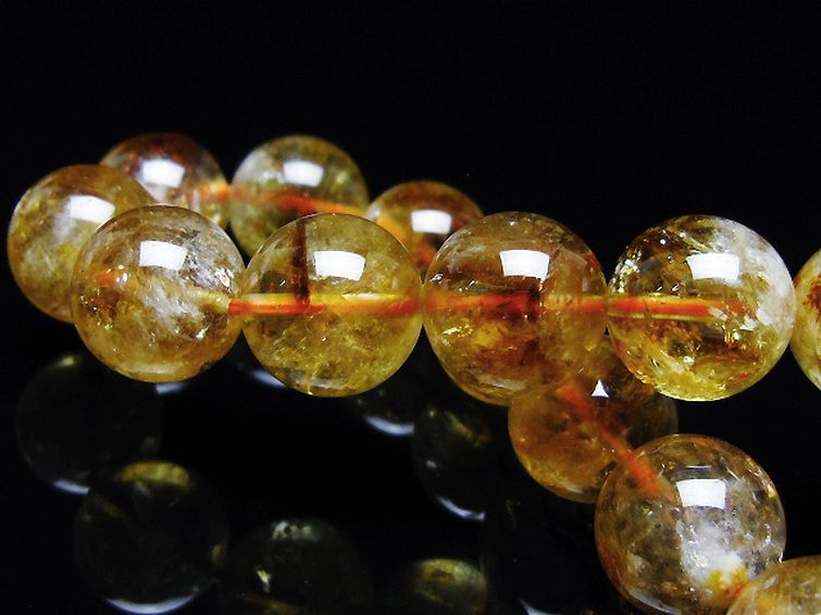 虹入り シトリン ブレスレット 13mm [t366-13572] 2枚目