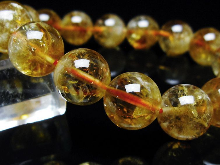 虹入り シトリン ブレスレット 13mm [t366-13572] 3枚目