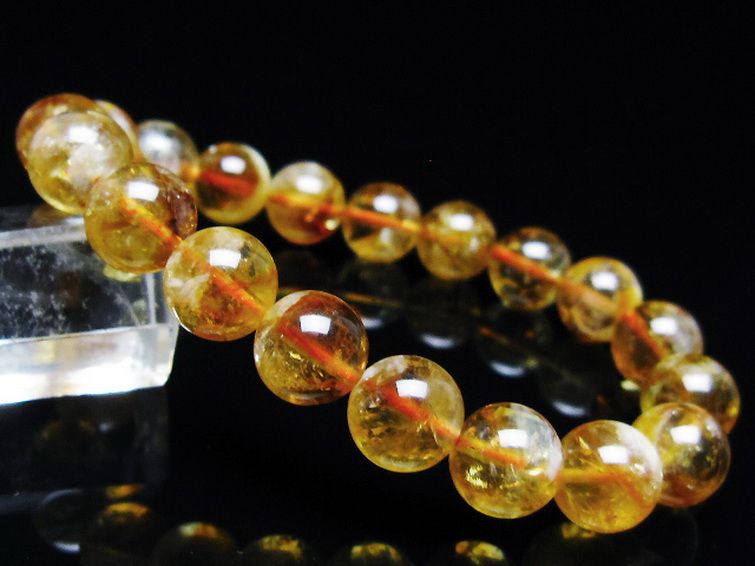 虹入り シトリン ブレスレット 10mm [t366-13580] 1枚目