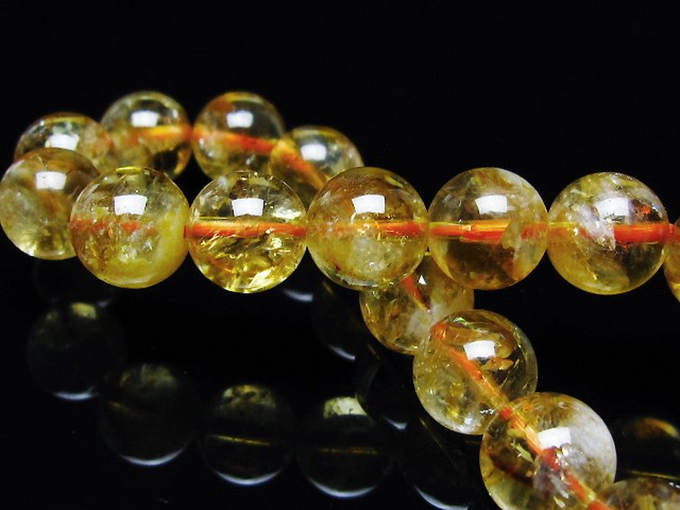 虹入り シトリン ブレスレット 9mm [t366-13587] 2枚目