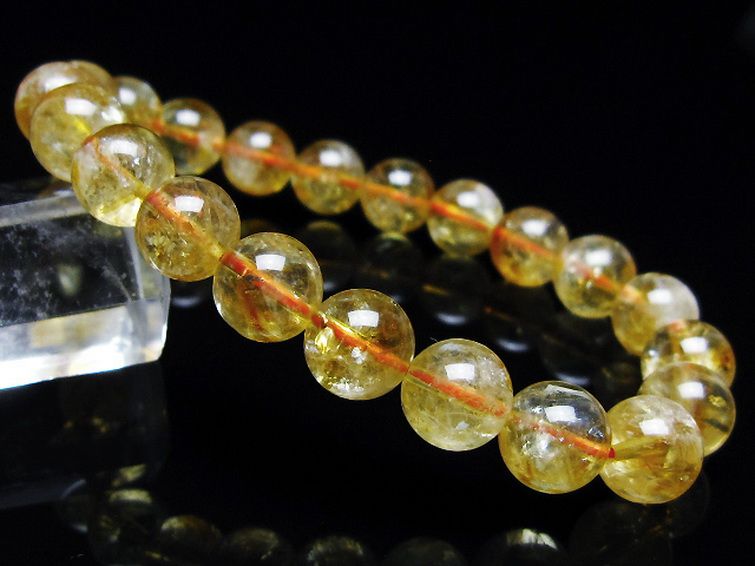 虹入り シトリン ブレスレット 9mm [t366-13598] 1枚目