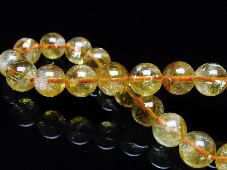 虹入り シトリン ブレスレット 9mm [t366-13598] 2枚目