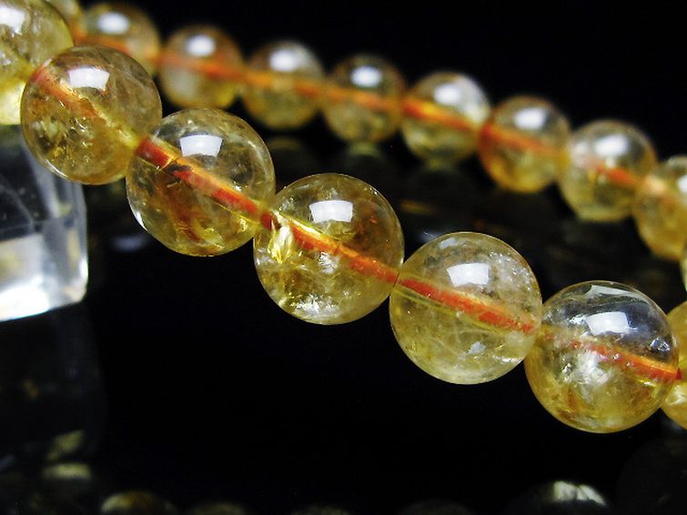虹入り シトリン ブレスレット 9mm [t366-13598]