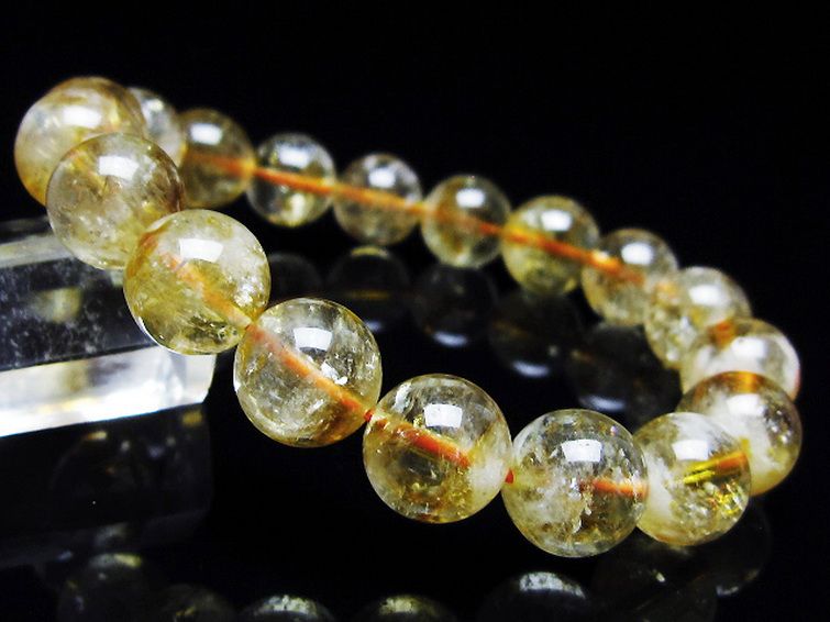 虹入り シトリン ブレスレット 11mm [t366-13602] 1枚目