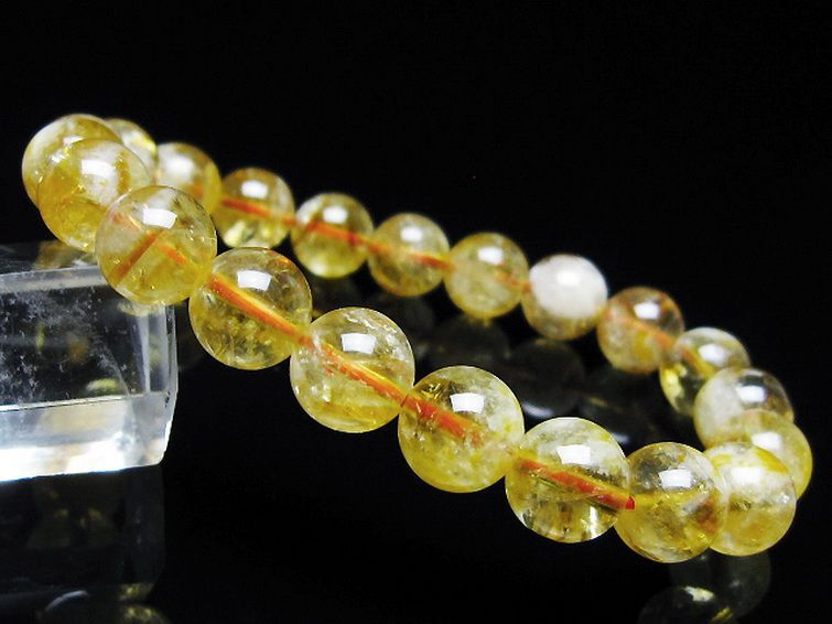 虹入り シトリン ブレスレット 9mm [t366-13611] 1枚目