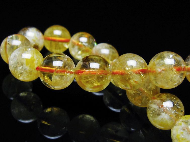 虹入り シトリン ブレスレット 9mm [t366-13611] 2枚目
