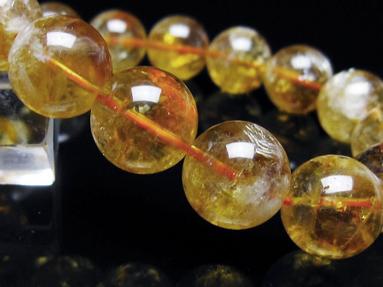 虹入り シトリン ブレスレット 14mm [t366-13627]