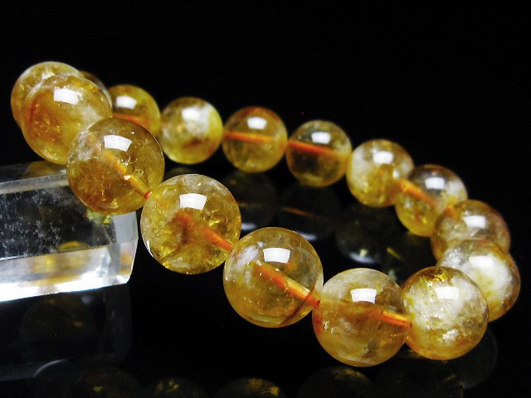 虹入り シトリン ブレスレット 13mm [t366-13632] 1枚目