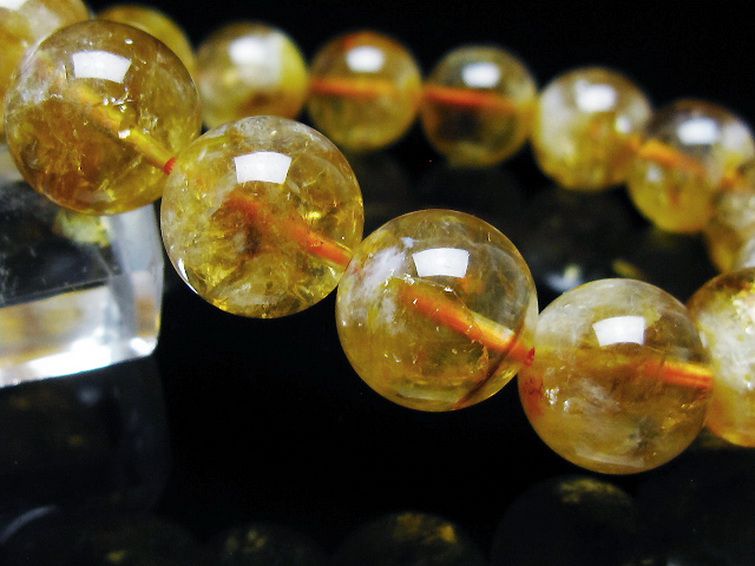 虹入り シトリン ブレスレット 13mm [t366-13632] 3枚目