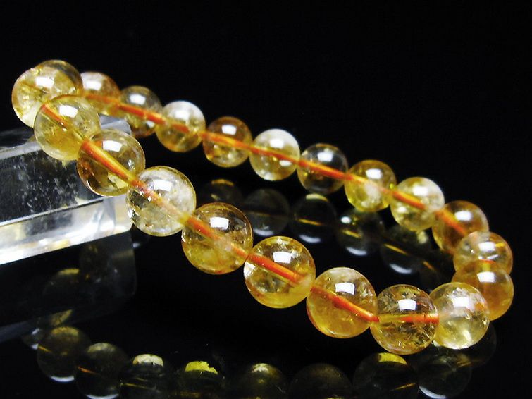虹入り シトリン ブレスレット 9mm [t366-13654]