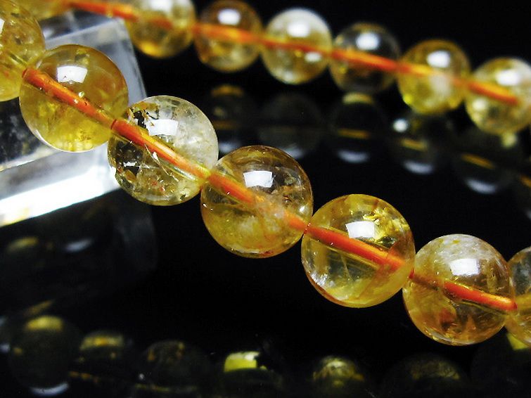 虹入り シトリン ブレスレット 9mm [t366-13654]
