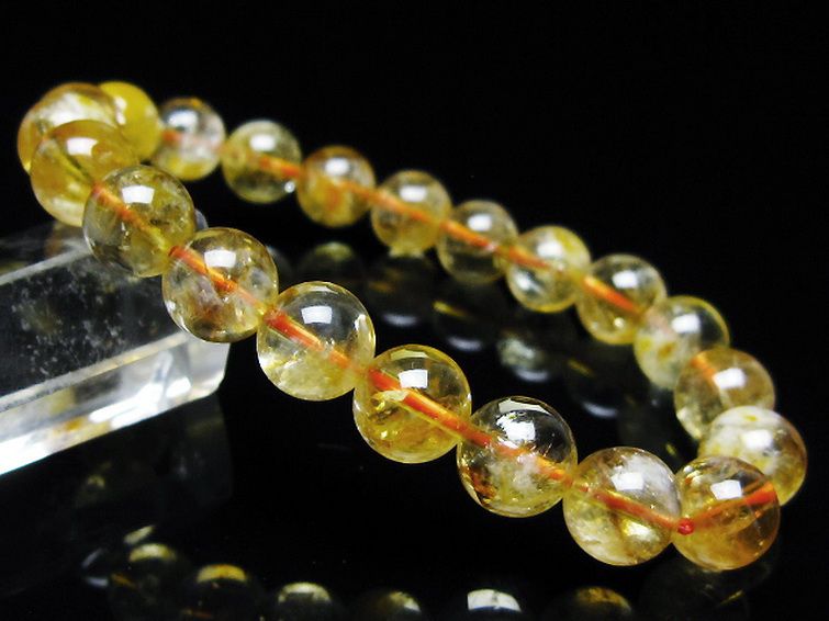 虹入り シトリン ブレスレット 9mm [t366-13660] 1枚目