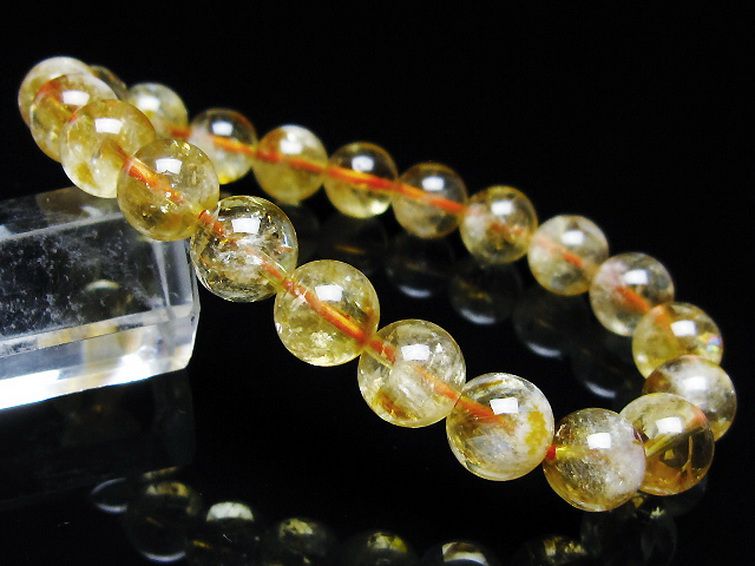 虹入り シトリン ブレスレット 9mm [t366-13663]