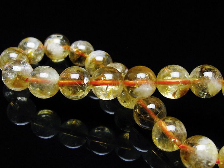 虹入り シトリン ブレスレット 9mm [t366-13663] 2枚目