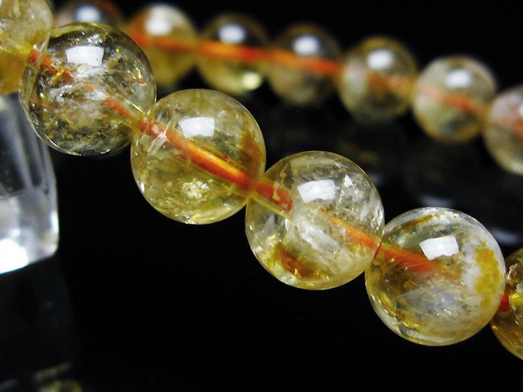 虹入り シトリン ブレスレット 9mm [t366-13663]