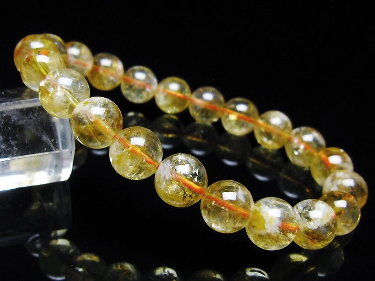 虹入り シトリン ブレスレット 9mm [t366-13664] 1枚目