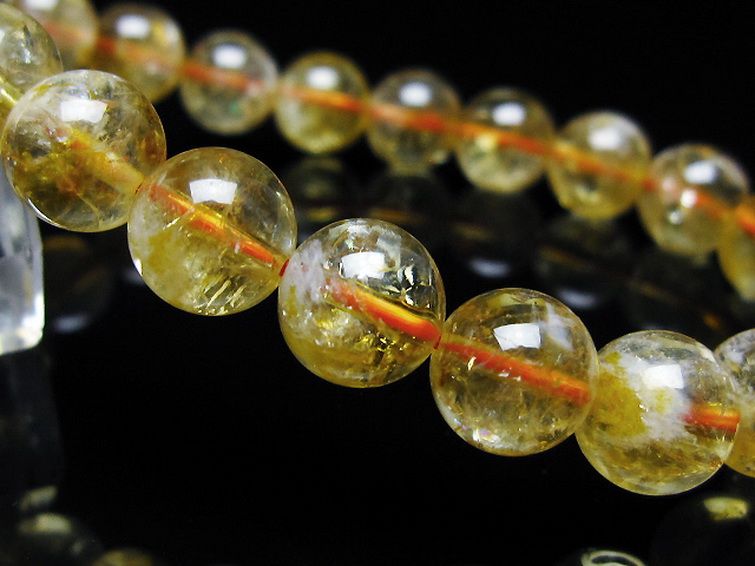 虹入り シトリン ブレスレット 9mm [t366-13664] 3枚目
