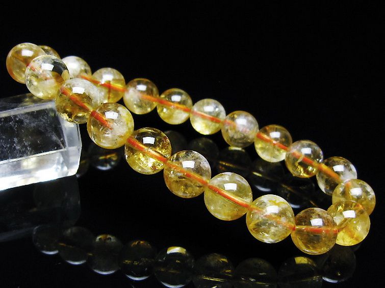虹入り シトリン ブレスレット 9mm [t366-13665] 1枚目