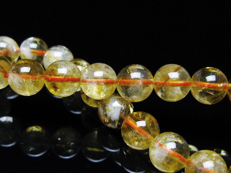 虹入り シトリン ブレスレット 9mm [t366-13665] 2枚目