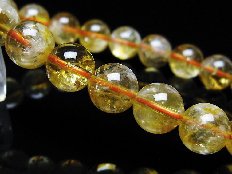 虹入り シトリン ブレスレット 9mm [t366-13665] 3枚目