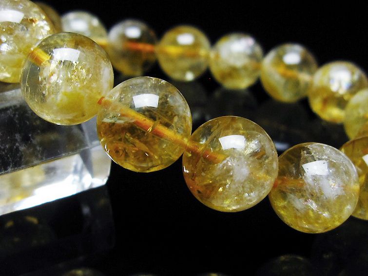 虹入り シトリン ブレスレット 12mm [t366-13681] 3枚目