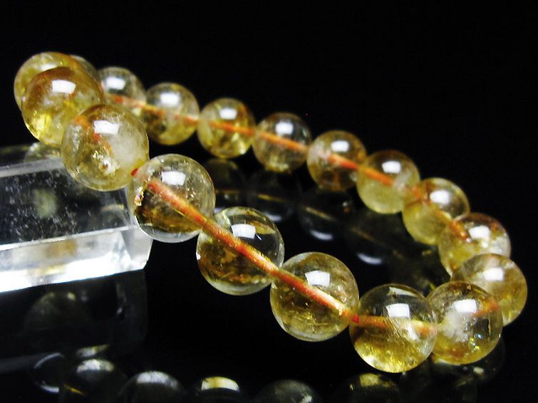 虹入り シトリン ブレスレット 11mm [t366-13688] 1枚目