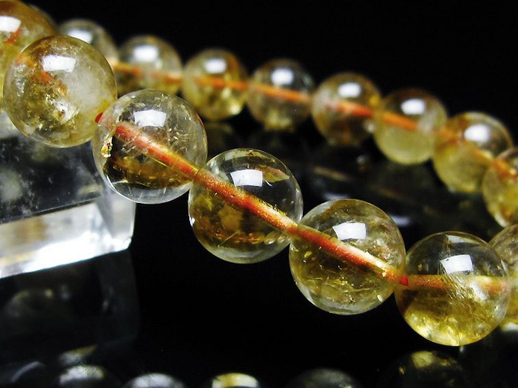 虹入り シトリン ブレスレット 11mm [t366-13688] 3枚目