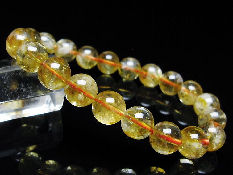 虹入り シトリン ブレスレット 9mm [t366-13692] 1枚目