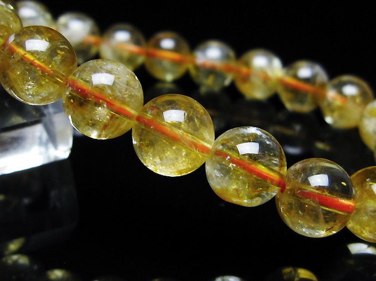 虹入り シトリン ブレスレット 9mm [t366-13692] 3枚目