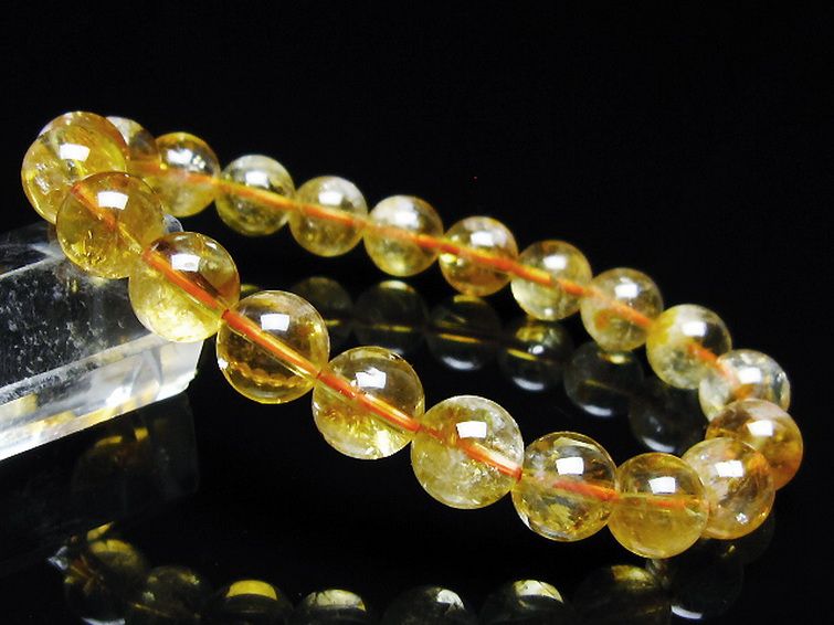 シトリン ブレスレット 天然 9mm 虹入り シトリン ブレスレット 9mm [t366-13694]