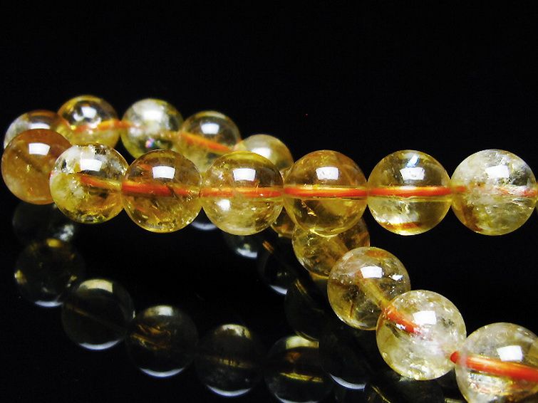 虹入り シトリン ブレスレット 9mm [t366-13694] 2枚目