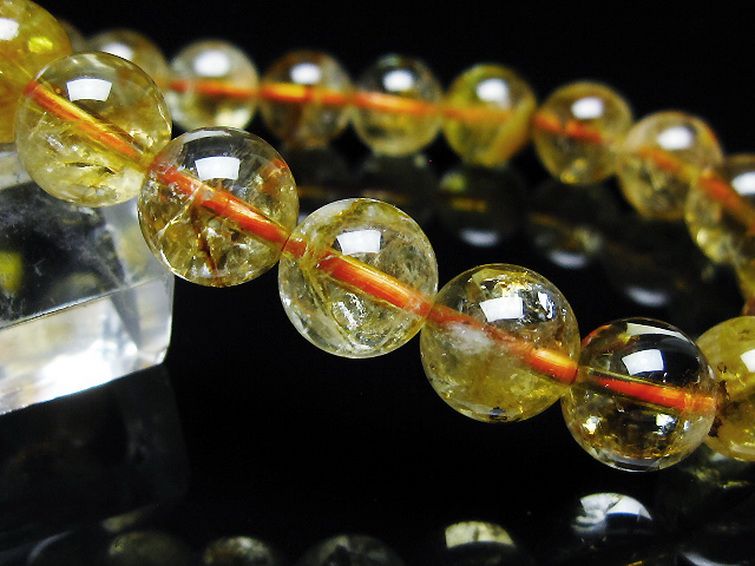 虹入り シトリン ブレスレット 10mm [t366-13695]