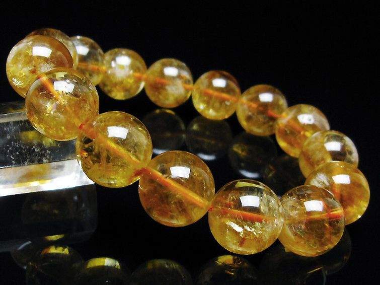 虹入り シトリン ブレスレット 14mm [t366-13704] 1枚目