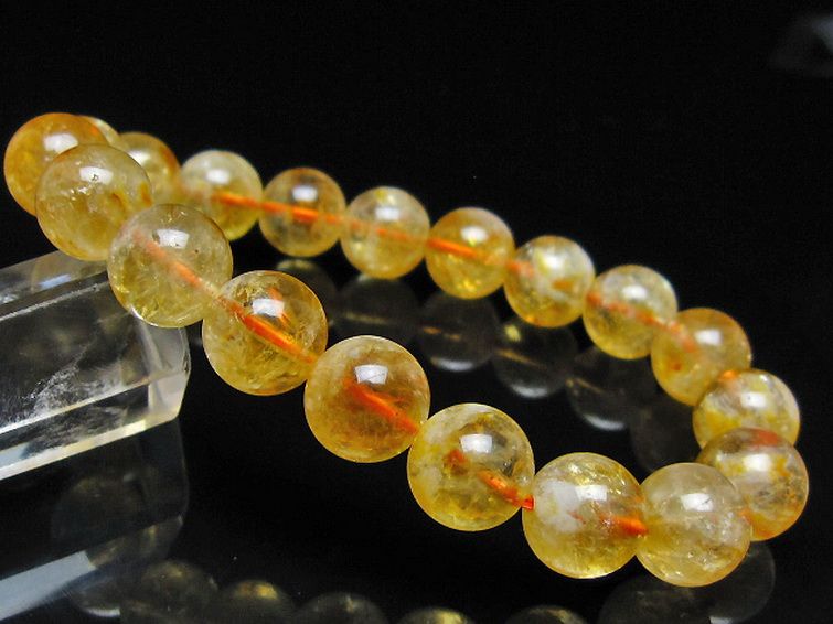 虹入り シトリン ブレスレット 11mm [t366-13831] 1枚目