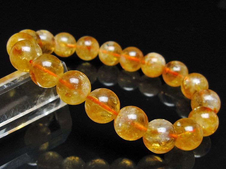 虹入り シトリン ブレスレット 11mm [t366-13836] 1枚目