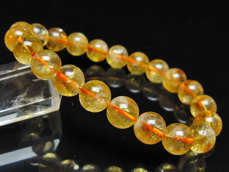 虹入り シトリン ブレスレット 9mm [t366-13863] 1枚目