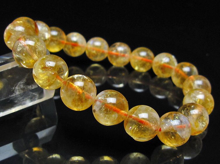 虹入り シトリン ブレスレット 10mm [t366-13872] 1枚目