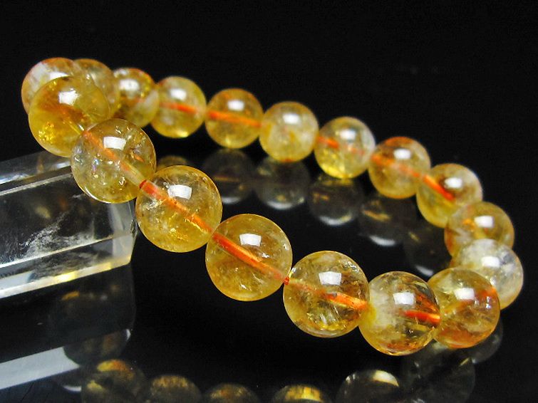 虹入り シトリン ブレスレット 11mm [t366-13877] 1枚目