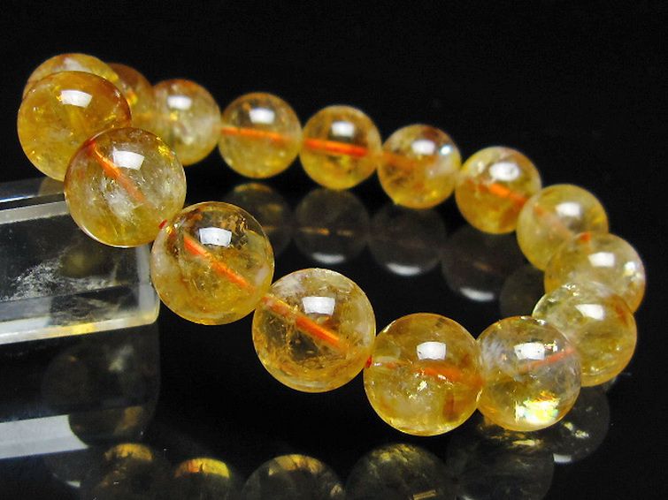 虹入り シトリン ブレスレット 13mm [t366-13890] 1枚目