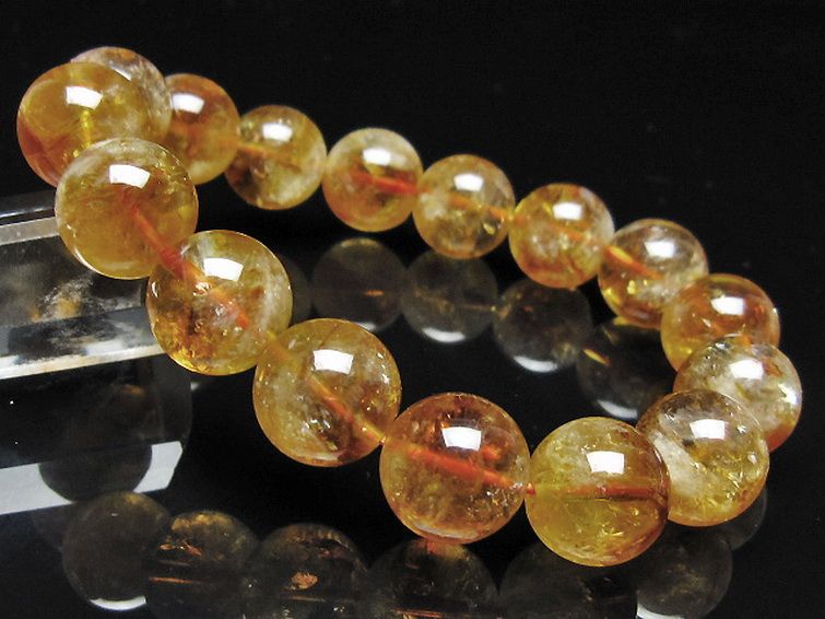 虹入り シトリン ブレスレット 14mm [t366-13891] 1枚目