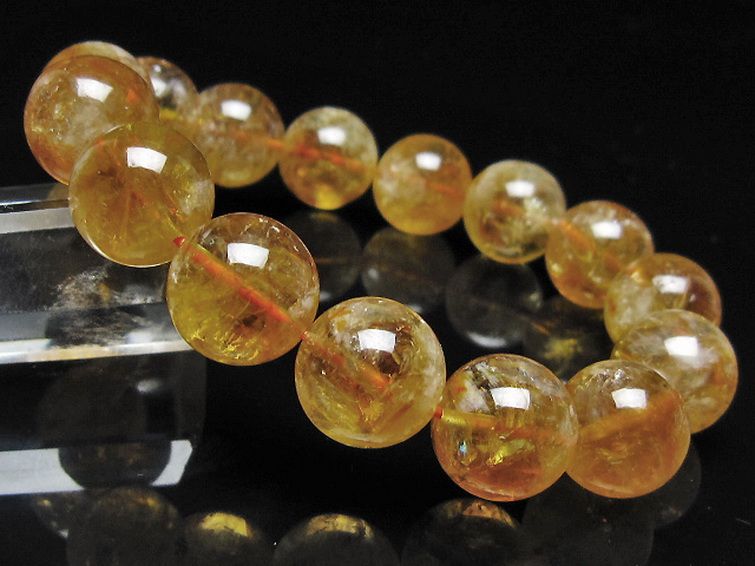 虹入り シトリン ブレスレット 14mm [t366-13892] 1枚目