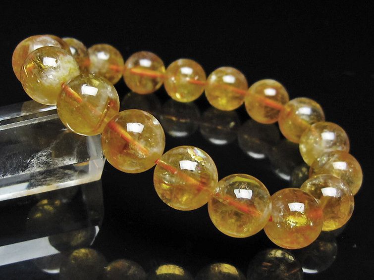 虹入り シトリン ブレスレット 12mm [t366-13896] 1枚目