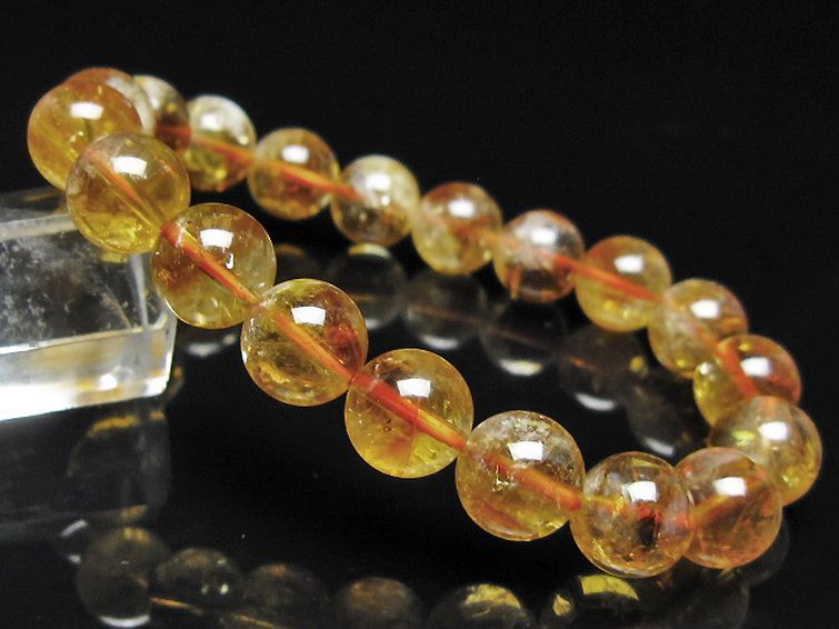 虹入り シトリン ブレスレット 10mm [t366-13901] 1枚目