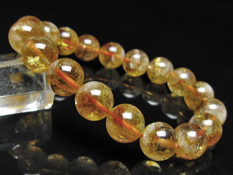 虹入り シトリン ブレスレット 11mm [t366-13911] 1枚目