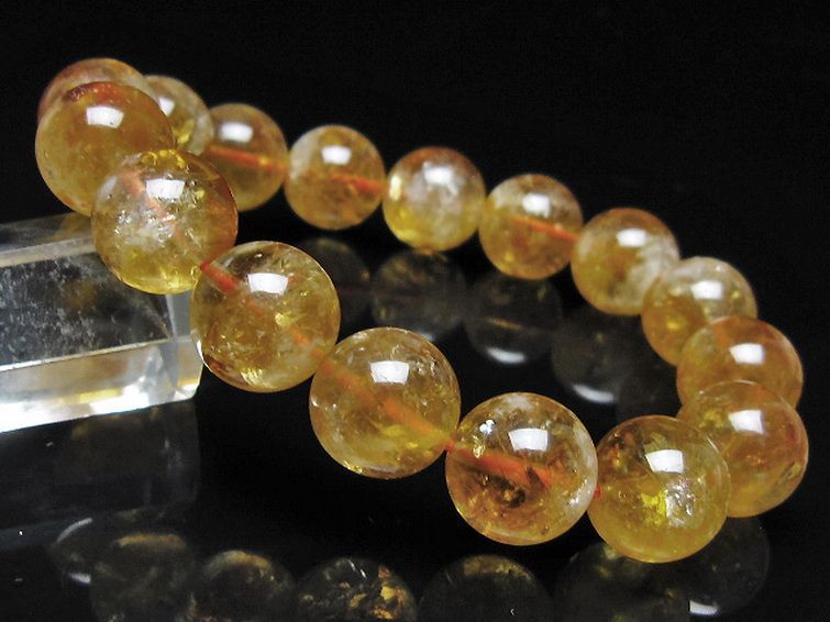 虹入り シトリン ブレスレット 13mm [t366-13915] 1枚目