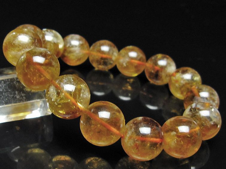 虹入り シトリン ブレスレット 14mm [t366-13916] 1枚目