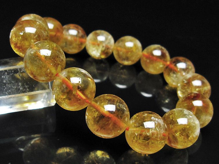 虹入り シトリン ブレスレット 14mm [t366-13917] 1枚目