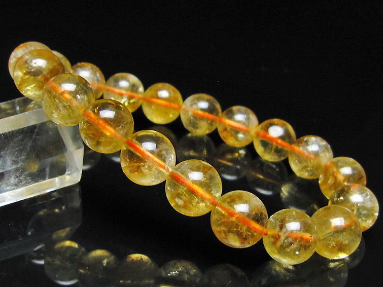 虹入り シトリン ブレスレット 11mm [t366-13922] 1枚目