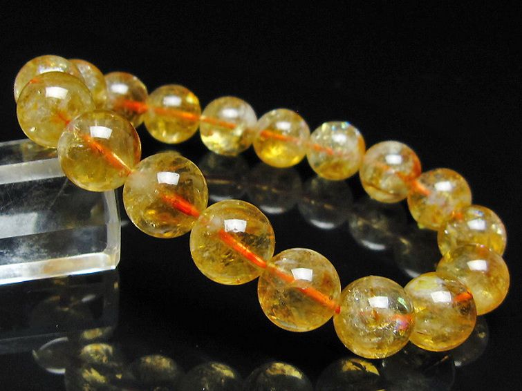 虹入り シトリン ブレスレット 11mm [t366-13923] 1枚目